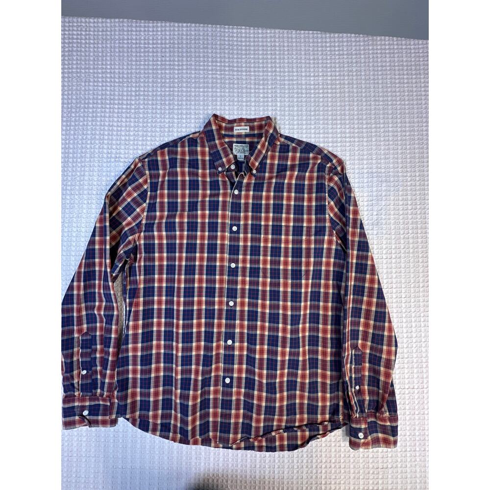 J.Crew Secret Wash Plaid Shirt Slim Untucked Organic Cotton Stretch Large